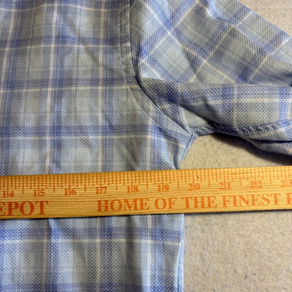 UNTUCKit Pinord Men's Medium Slim Fit Blue Plaid Long Sleeve Button Down Shirt - Picture 6 of 9